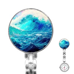 Tsunami Waves Ocean Sea Nautical Nature Water Nature Stainless Steel Nurses Watch by Jancukart