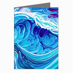 Tsunami Waves Ocean Sea Nautical Nature Abstract Blue Water Greeting Cards (pkg Of 8) by Jancukart