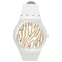 Brown Zebra Vibes Animal Print  Round Plastic Sport Watch (m) by ConteMonfrey