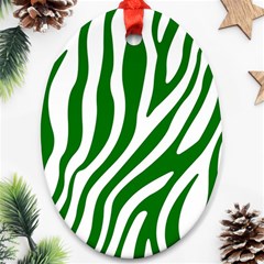 Dark Green Zebra Vibes Animal Print Oval Ornament (two Sides) by ConteMonfrey