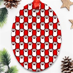 Red And White Cat Paws Ornament (oval) by ConteMonfrey