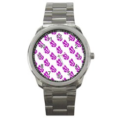 Purple Butterflies On Their Own Way  Sport Metal Watch by ConteMonfrey