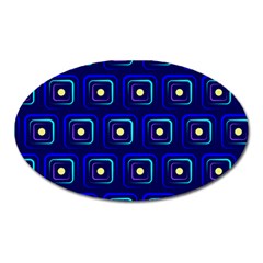 Blue Neon Squares - Modern Abstract Oval Magnet by ConteMonfrey