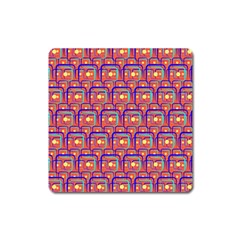 Pink Yellow Neon Squares - Modern Abstract Square Magnet by ConteMonfrey