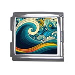 Waves Ocean Sea Abstract Whimsical Abstract Art 3 Mega Link Italian Charm (18mm) Front