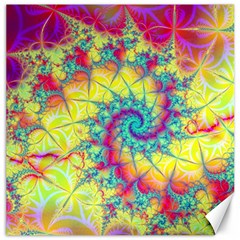 Fractal Spiral Abstract Background Vortex Yellow Canvas 20  X 20  by Uceng