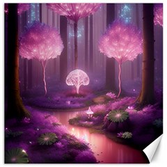 Trees Forest Landscape Nature Neon Canvas 16  X 16  by Uceng