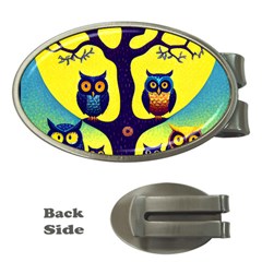 Owl Animal Cartoon Drawing Tree Nature Landscape Money Clips (oval)  by Uceng