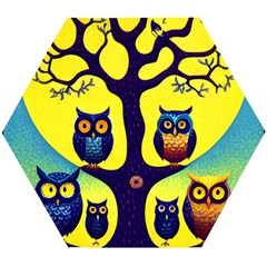 Owl Animal Cartoon Drawing Tree Nature Landscape Wooden Puzzle Hexagon by Uceng