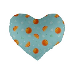 Oranges Pattern Standard 16  Premium Heart Shape Cushions by SychEva