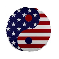 Yang Yin America Flag Abstract Art Asian Balance Standard 15  Premium Flano Round Cushions by Wegoenart