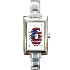 Us Flag Flower Sunshine Flag America Usa Rectangle Italian Charm Watch by Wegoenart