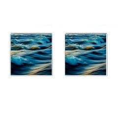 Waves Wave Water Blue Sea Ocean Abstract Cufflinks (square) by Salman4z