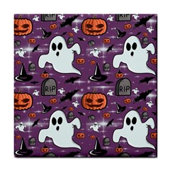 Pumpkin Ghost Witch Hat Halloween Sketch Holiday Tile Coaster by Ravend