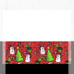 Santa Snowman Gift Holiday Christmas Cartoon Rectangular Jigsaw Puzzl by Ravend