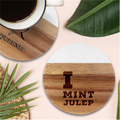 I Love Mint Julep Marble Wood Coaster (round) by ilovewhateva