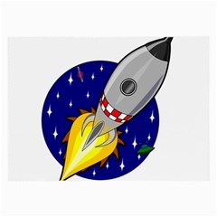 Rocket Ship Launch Vehicle Moon Large Glasses Cloth by Salman4z