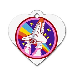 Badge Patch Pink Rainbow Rocket Dog Tag Heart (two Sides) by Salman4z