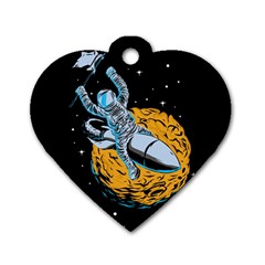 Astronaut Planet Space Science Dog Tag Heart (two Sides) by Salman4z