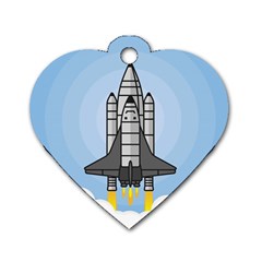 Rocket Shuttle Spaceship Science Dog Tag Heart (two Sides) by Salman4z