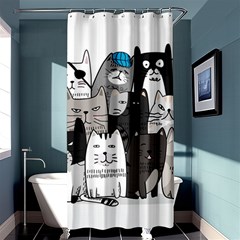 Cute Cat Hand Drawn Cartoon Style Shower Curtain 36  X 72  (stall)  by Salman4z