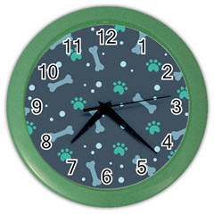 Bons Foot Prints Pattern Background Color Wall Clock by Salman4z