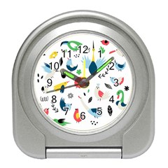 Vector Set Isolates With Cute Birds Scandinavian Style Travel Alarm Clock by Salman4z