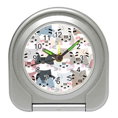 Cute Cat Couple Seamless Pattern Cartoon Travel Alarm Clock by Salman4z