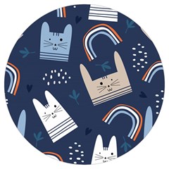 Colorful Cute Cat Seamless Pattern Round Trivet by Salman4z