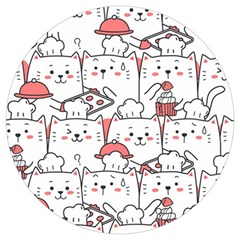 Cute Cat Chef Cooking Seamless Pattern Cartoon Round Trivet by Salman4z