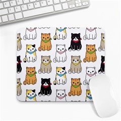 Cat Kitten Seamless Pattern Large Mousepad by Salman4z