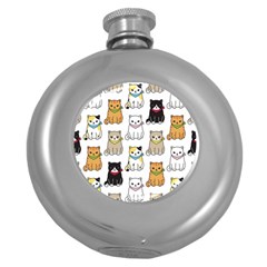 Cat Kitten Seamless Pattern Round Hip Flask (5 Oz) by Salman4z