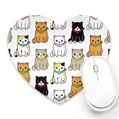 Cat Kitten Seamless Pattern Heart Mousepad by Salman4z