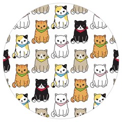 Cat Kitten Seamless Pattern Round Trivet by Salman4z