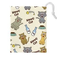 Happy-cats-pattern-background Drawstring Pouch (4xl) by Salman4z