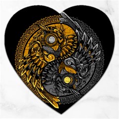 Yin-yang-owl-doodle-ornament-illustration Jigsaw Puzzle (heart) by Salman4z