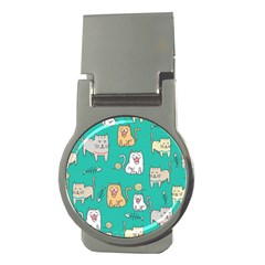 Seamless-pattern-cute-cat-cartoon-with-hand-drawn-style Money Clips (round)  by Salman4z