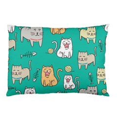 Seamless-pattern-cute-cat-cartoon-with-hand-drawn-style Pillow Case (two Sides) by Salman4z