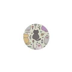 Funny Cartoon Cats Seamless Pattern 1  Mini Buttons by Salman4z