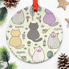 Funny Cartoon Cats Seamless Pattern Ornament (round) by Salman4z