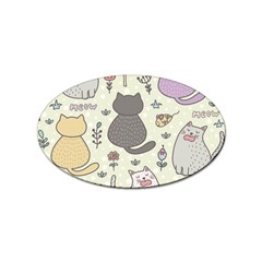 Funny Cartoon Cats Seamless Pattern Sticker Oval (100 Pack) by Salman4z