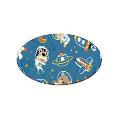 Seamless-pattern-funny-astronaut-outer-space-transportation Sticker Oval (100 Pack) by Salman4z