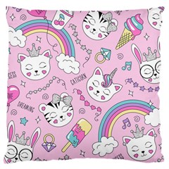 Beautiful-cute-animals-pattern-pink Large Cushion Case (two Sides) by Salman4z