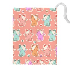 Cute-kawaii-kittens-seamless-pattern Drawstring Pouch (4xl) by Salman4z