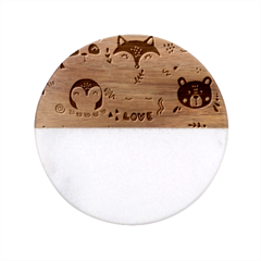 Big-set-with-cute-cartoon-animals-bear-panda-bunny-penguin-cat-fox Classic Marble Wood Coaster (round)  by Salman4z