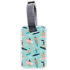 Beach-surfing-surfers-with-surfboards-surfer-rides-wave-summer-outdoors-surfboards-seamless-pattern- Luggage Tag (two Sides) by Salman4z