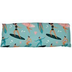 Beach-surfing-surfers-with-surfboards-surfer-rides-wave-summer-outdoors-surfboards-seamless-pattern- Body Pillow Case (dakimakura) by Salman4z