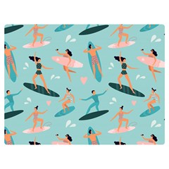 Beach-surfing-surfers-with-surfboards-surfer-rides-wave-summer-outdoors-surfboards-seamless-pattern- Premium Plush Fleece Blanket (extra Small) by Salman4z