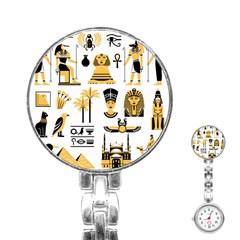 Egypt-symbols-decorative-icons-set Stainless Steel Nurses Watch by Salman4z