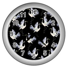 Crane Pattern Wall Clock (silver) by Salman4z